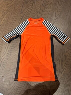 Reima Kids' Orange Short Sleeve Rashguard with Striped Sleeves